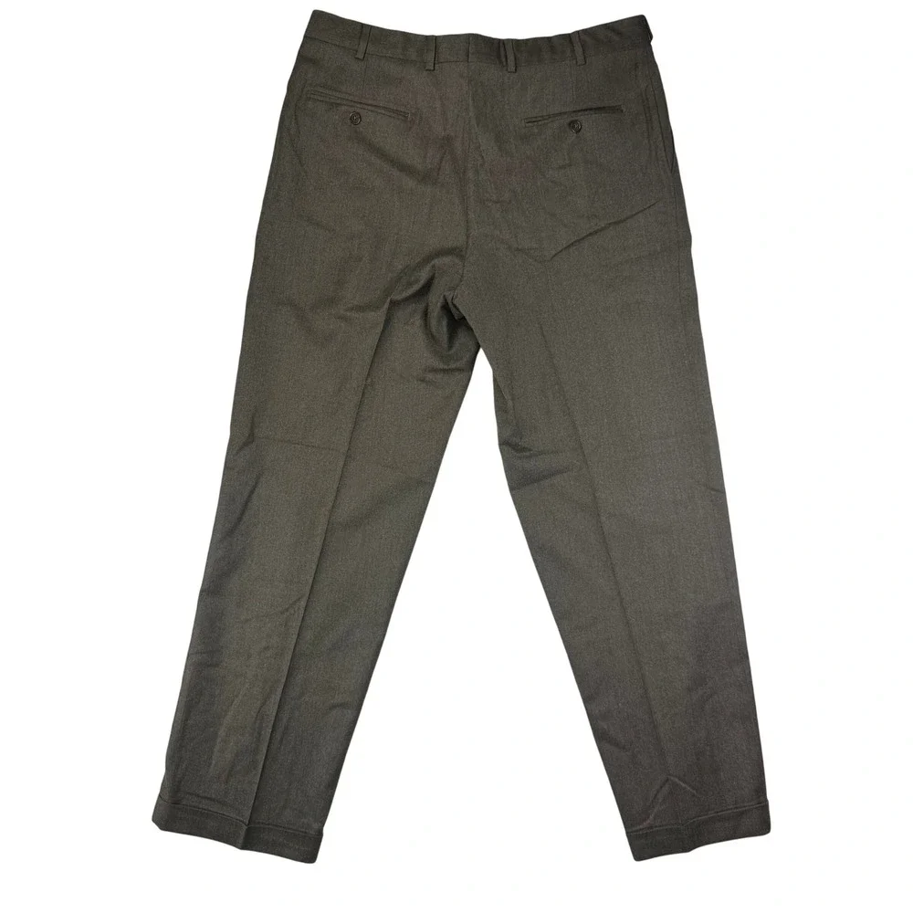 Zignone Dress Pants Pleated 36x30 Brown‎ Wool Cashmere Trousers Italy Old Money